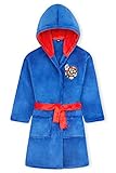 SUPER MARIO Bademantel Kinder Jungen aus Fleece, Morgenmantel Kinder Jungen, 104 - 164 (Blau, 13-14 Jahre)