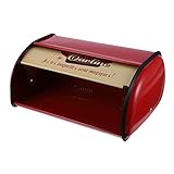 Angoily Edelstahl Brot Box für Küche Arbeitsplatte Edelstahl Brot Lagerplatz Container mit Roll up Deckel Roll Up Stil Brot Bin (Rot 34X23X13 cm)