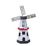 WQQLQX Statue Windmühle Leuchtturm wasserdichte Garten Statue skulptur solar leuchtende leuchtung Outdoor Harz Garten Handwerk Modell Dekoration Skulp