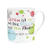 H:)PPY life 45358 XL-Tasse Das Leben ist das mit der Freude, Porzellan, 60 cl, mit Geschenk-Verpackung