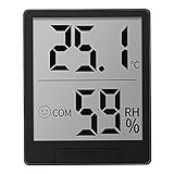 Abcidubxc Digital Temperature, Black White Digital Screen Indoor Humidity and Temperature Measuring Gauge Thermo-Hydrometer for Family Tempw Moisture Gauge for M