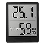 Abcidubxc Digital Temperature, Black White Digital Screen Indoor Humidity and Temperature Measuring Gauge Thermo-Hydrometer for Family Tempw Moisture Gauge for M