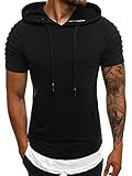 Colita Herren Casual Kapuzen Kurzarm Tops T-Shirt Sportshirt Pullover Basic Tee Schnell trocknend Fitness Tshirt Muskelshirt XXL Black