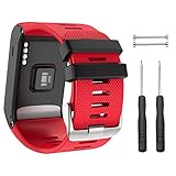NotoCity Armband für Garmin Vivoactive HR Sport GPS Smartwatch,Premium Silikon Quickfit Armbänder Kompatibel mit Garmin Vivoactive HR,Mehrfache Farben (Rot)