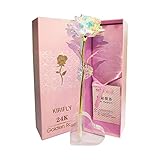 KIRIFLY Gold Rose Geschenk für Frauen Blumen Künstlich Deko Unechte Blumen für Hochzeitstag Freundin Ehefrau Muttertag Dankeschön Schwester Jahrestag Weihnachtstag