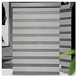 CDDUOLA Zebra-Rollo, Dual-Layer Weiches Garn Lichtfilterung Rollo, Tag-und Nacht Fenstervorhänge zum Schlafzimmer Badezimmer, Anpassbar (Farbe : Grau, Größe : 60X100CM)