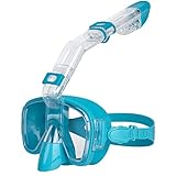 Unigear Tauchmaske, Anti Fog Faltbare Schnorchelmaske Tauchermaske, Schnorchelset Taucherbrille Antibeschlag 180° Sichtfeld mit Kamerahalterung zum freien Tauchen und Schwimmen für Erwachsene &