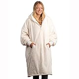 The Big Softy Oversize Hoodie Decke | Kuschelpullover | Sherpa Decken Pullover | Riesen Deckenpullover | Comfy Oversized Sweatshirt Blanket | Damen | Herren | Einheitsgröße | Elfenb