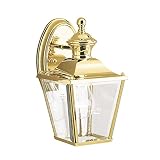 Außenleuchte Wandlampe Laterne Messing Glas H 26,3 cm IP44 Außenlaterne Antik