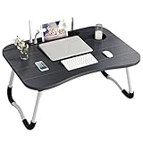 cvhtroe Laptop-Bett-Tisch Tragbarer Schoß-Schreibtisch Notebook-Ständer Lesehalter-Ablage mit USB-Ladeanschluss/Getränkehalter/Stift Für/Couch/Sofa Working L