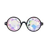 TOYMYTOY Kaleidoskop Gläser Regenbogen Rave Wurmloch Prisma Diffraktion Brille (schwarz)