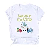 T-Shirt for Women Crewneck Easter PrintingDailyLoose Blouses Tops (White, XXXXL)