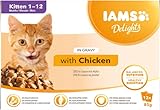 IAMS Delights Kitten Nassfutter - Multipack Katzenfutter mit Huhn in Sauce, hochwertiges Futter für Junior Kätzchen von 1-12 Monate, 12 x 85g