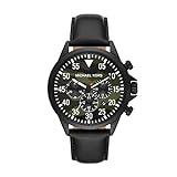 Michael Kors Men's Stainless Steel Quartz Watch with Leather Strap, Black, 22 (Model: MK8864)