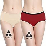 NoBlood Perioden Unterwäsche = 2-3 Tampons - Waschbar - Baumwolle - Ökologisch - Menstruation - Unterwäsche für die Periode - Periodenslips - Absorbierend - Mädchen Damen - XXS / 4XL (Red-Mohina, XS)