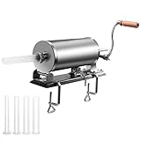 DREAMADE Wurstfüllmaschine mit 4 Füllrohre, Wurstfüller Edelstahl Wurstmaschine, Fleischwolf Wurstspritze Wurstpresse, Silbrig (3,6 L)