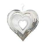 YXSH Garten Kreative Rotierende Windspiele Spirale Herz Hängende Spinner Edelstahl Metall Im Freien Gartendek