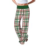 Vectry Damen Hose Schlafanzug Weihnachts Pyjamahose Hohe Taille Lose Lange Freizeithose Kordelzug Sporthosen Breites Bein Palazzo Hose Bequeme Lounge Pants Herbst Winter Hose Größe M