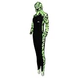 chiwanji Frauen Mädchen Ganzkörper Badeanzug Jumpsuit Rash Guard Neoprenanzug - Grün + Schwarz, XXL