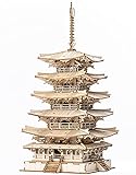 Rolife 3D Holzpuzzle Fünfstöckige Pagode Turm für Erwachsene Teenager DIY Modellbausatz Basteln Puzzle Geschenke und Dekoration, Five-storied Pag