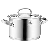 WMF Gourmet Plus Kochtopf groß 24cm, Metalldeckel, Fleischtopf Induktion 5,7l, Cromargan Edelstahl mattiert, Innenskalierung, Dampföffnung