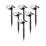 Linkind Solar Gartenleuchte, Licht-Sensorik Solarleuchte, IP67 Wasserdicht Außenwandleuchte 6500K Kaltweiß Solarlicht, Wiederaufladbar Strahler 6er Pack