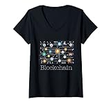 Damen Blockchain Cryptocurrency T-Shirt BitCoin Crypto BTC Geschenk T-Shirt mit V