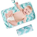 Wickelunterlage Unterwegs Tragbare Wickelunterlage für Unterwegs Faltbar Neugeborene Baby Wasserdicht Wickelauflage Abwaschbar Reise nach Hause außerhalb 60cm x 35cm - KAMHBE (Blau)