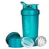 BlenderBottle ProStak Protein Shaker mit BlenderBall mit 2 Container 150 ml und 100 ml, 1 Pillenfach, optimal für Eiweiß, Diät und Fitness Shakes, skaliert bis 450ml, teal türkis (650ml)