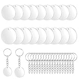 20pcs Anhänger Set Schlüsselbund Rohlinge,Klar Runde Rohlinge DIY Werkzeuge Set Schlüsselbundrohlinge mit Schlüsselanhängeringen gestempelte Rohlinge Aluminiumanhänger mit Schlüsselanhängerring