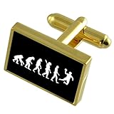 Select Gifts Evolution Affen zum Menschen Handball Gole-ton Manschettenknöpfe Tie Clip Box Set Gravur Op