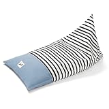 Liou® Sitzsack Zebra für Kinder aus Bio-Baumwolle in Blau, 110x70x60 cm, Bezug mit Füllung, hochwertiger, Designer Sitzsack fü