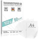 50 Blatt Tranzparentes DIN A4 Papier PREMIUM 102g zum selber Bedrucken, Basteln – Laternenpapier – Abpauspapier – Pauspapier, Transferfolie für Tischkarten und Laternen selber basteln aus D