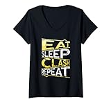 Damen Eat Sleep Clash Repeat Mobile Gaming Vintage T-Shirt mit V