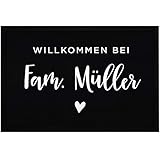 SpecialMe® Fußmatte Willkommen bei Familie [Wunschname] Herz personalisiert rutschfest & waschbar weiß 60x40