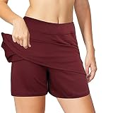 Damen Sport Hosen Rock 2 in1 Sport Leggings Blickdicht Angenehm Weiche Elastic Sports Golf mit Innentaschen Shorts High Waist Engen Bescheiden Lauf Hockey Training