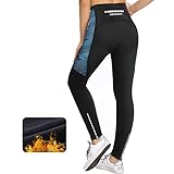 NICEWIN Radlerhose Fahrradhose Damen Lang mit Sitzpolster 4D Gepolsterte Winter Thermo Radhose Atmungsaktiv stoßfeste Tights Elastisch Hosen,L,Grau-Thermo W