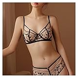 Telusu Sexy Durchsichtige BH- Und Slip-Sets Für Frauen Bügel Ungefüttert 2 Stücke Passende Dessous-Set-Geschenke (Color : Black1, Size : 70/32C)
