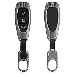 kwmobile Autoschlüssel Hülle kompatibel mit Ford 3-Tasten Autoschlüssel Keyless Go - Hardcover Metall Schutzhülle Dunkelg
