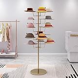 TYz Hut Verkaufsständer Drehbar, Hutständer, Mehrstufiger Metallkappenständer, Drehbarer Huthalter, Mützenständer, Hutablage, Bodeneinzelhandel Hutständer Für Perücke (Color : Gold, Size : 4Tier)