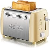HHORB Toaster Automatischer Toaster Mit Anti-Staubschutz-Auftaufunktion Haushalt 6 Gang Mini Frühstückstoaster Edelstahl 2 Scheib