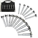 SagaSave 16 Stück 15–35 mm Hartmetall-Forstnerbohrer-Bitsägen-Set, Schnellarbeitsstahl, Forstner-Lochsägen-Set für Holzbohrungen, Lochscharnier, zementiertes Hartmetallbohren, Senkb