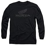 Honda Vintage Wing Unisex Erwachsene Langarm T-Shirt für Damen und Herren, schwarz, X-Groß