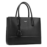 David Jones - Damen Große Handtasche Henkeltasche - Tote Shopper Bag PU Echtes Leder Stil - Multi Pocket Top Griff Taschen Schultertasche Umhängetasche Arbeit Schule - Schw