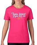 Comedy Shirts - You Know You Love me XOXO - Damen T-Shirt - Pink/Weiss-Gelb Gr. S