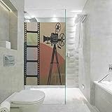 Blendfreie und UV-beständige Glasfolie, Filmkino, abstrakter Retro-Stil, bunte Zusammensetzung mit Projekt, einfach zu installieren und wiederzuverwenden, Glasfolie, 59,9 x 119,9