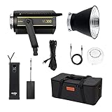 GODOX VL300 5600K LED Videoleuchte 300W CRI96 Bowens Halterung mit Controller Netzteil mit Snoot -Honeycomb Grid 5pcs Farbfilter Kit für Kinder Studioaufnahmen Interview Beleuchtung V