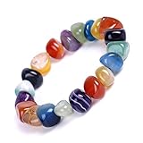 Yoga Ethnische Multicolor Natürliche Unregelmäßige Steinperlen Strang Armband Für Männer Frauen Handgemachte 7 Chakra Armbänder Armreif M