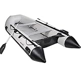 Nemaxx Professional Schlauchboot 380 cm, Paddelboot für 6 + 1 Personen - Sportboot, Ruderboot, aufblasbares Boot, Angelboot mit Aluboden und 2 Sitzbänken, hellgrau - inkl. 2 Paddel und Luftpump