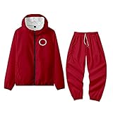 Squid Game Cosplay Kostüm, Herbst Reißverschluss Hoodie, Squid Game Kostüm für Jungen Mädchen,Mode Freizeit Trainingsanzug 2021 Hot TV Cosplay Kostüm (S,G)